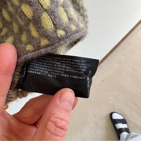 Theory Cashmere Plaited Cable Knit Sweater Pale Lime/Warm Heather Grey L - Picture 6 of 10